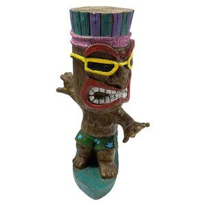 Kahuna Tik Surfer Dude Resin 15 inch Statue Perfect Tiki Bar Decor